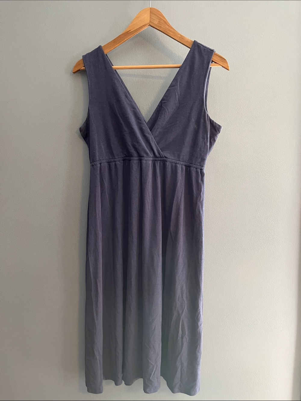 Garnet Hill Sleeveless V-Neck Midi Dress in Slate Blue